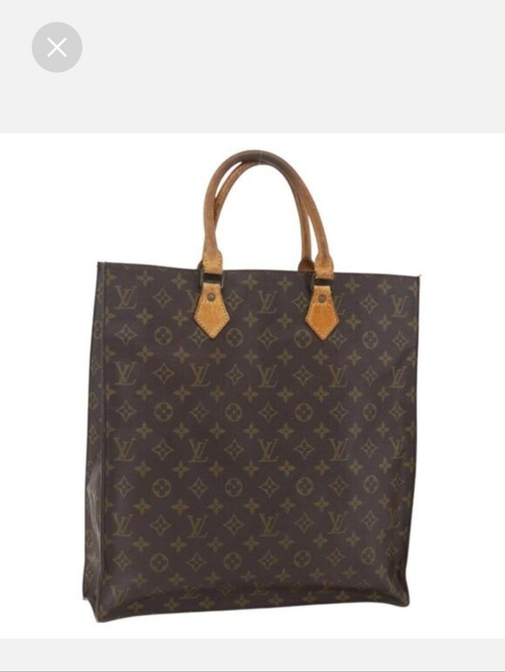 Louis Vuitton Monogram Vertical Shopper in Dark Brown with Tan Handles